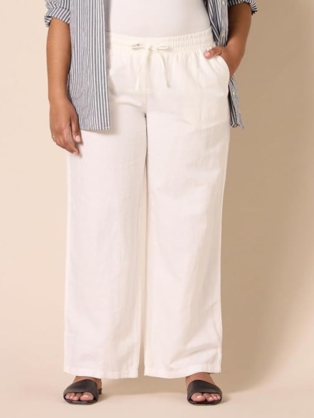 White plus size linen pants XXL NWT